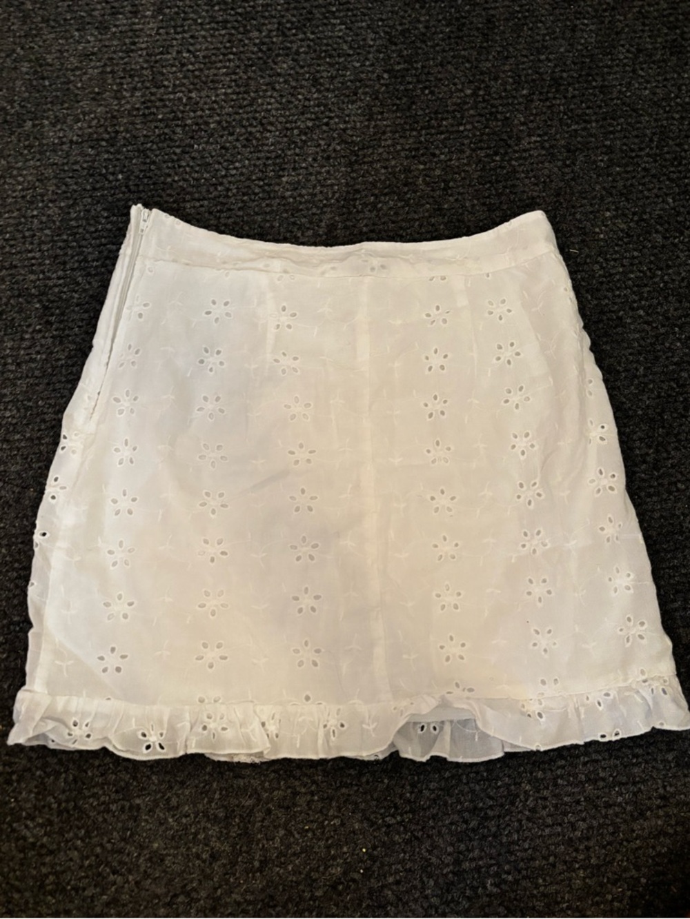 Charlotte Russe White Eyelet Ruffle Mini Skirt